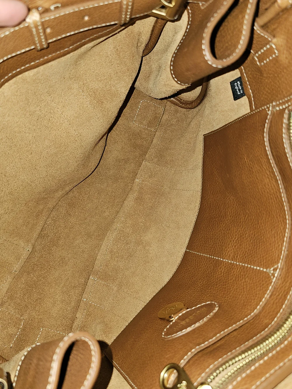 Mulberry Brown Leather Duffel Bag with Gold Hardware